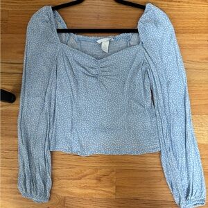 H&M Light Blue Floral Blouse